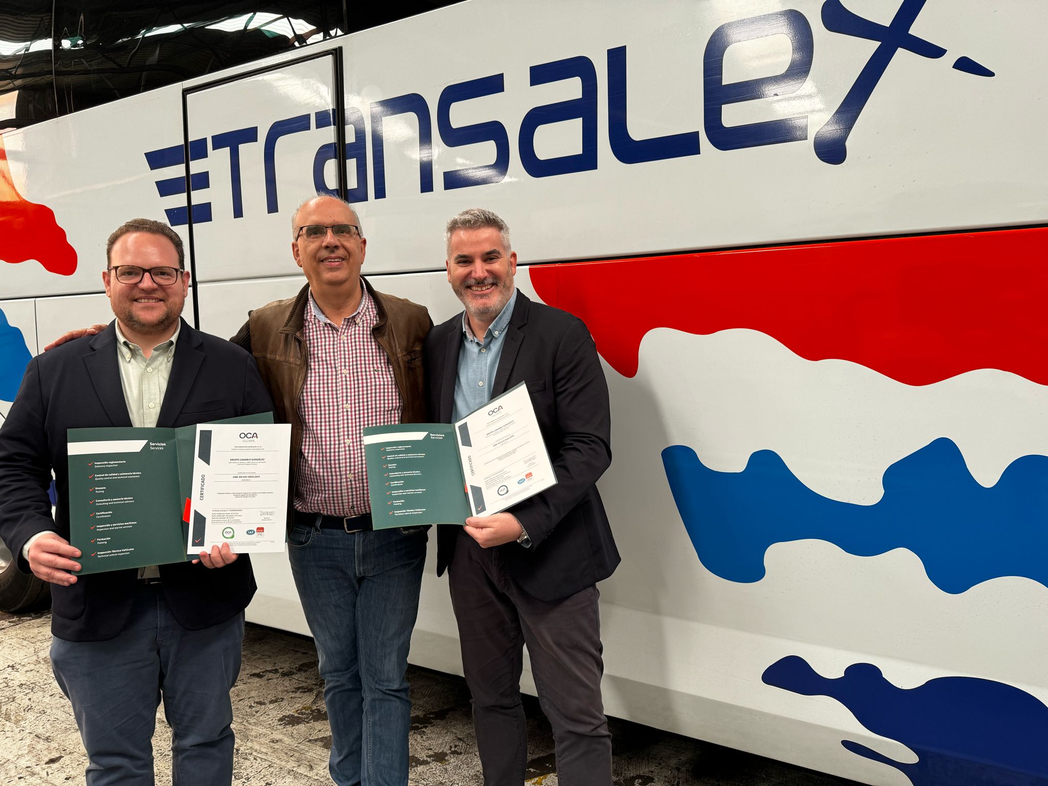 OCA Global certifica Transalex, empresa de transporte de pasajeros de la provincia de Santa Cruz de Tenerife